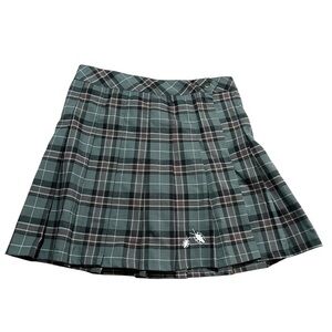 Beetlejuice Branded Plaid Pleated Skirt - Green with bugs Size Small Halloween